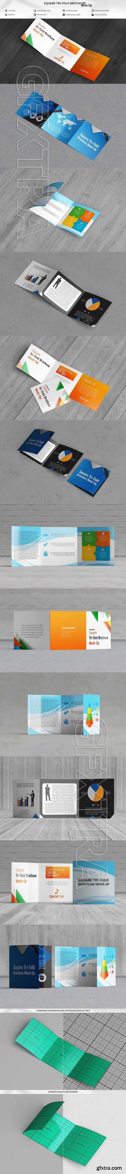 CreativeMarket - Square Tri-Fold Brochure Mock-Up 1815421