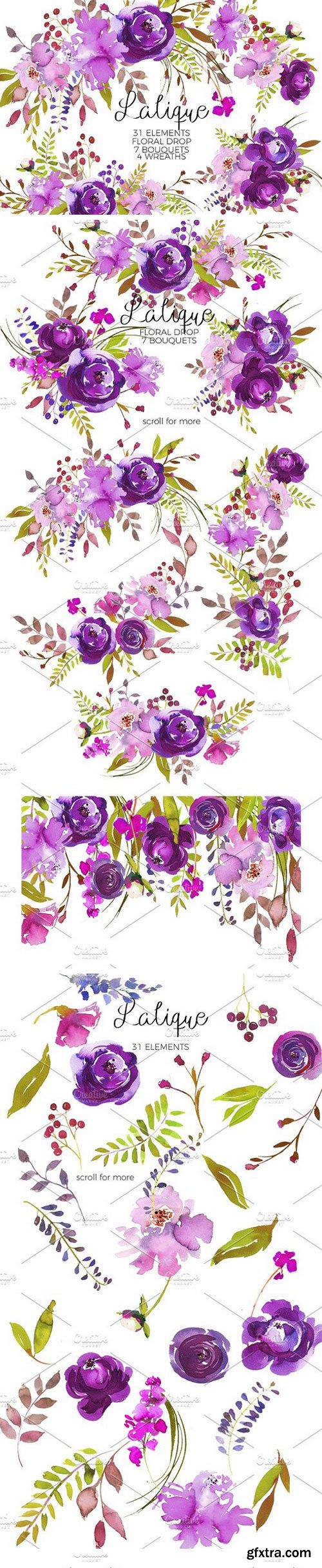 CM - Violet Purple Watercolor Flowers 1215405