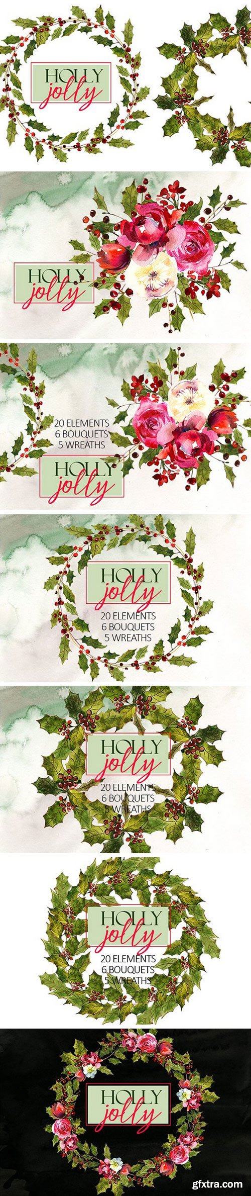 CM - Holly Steams Christmas Watercolors 1046839