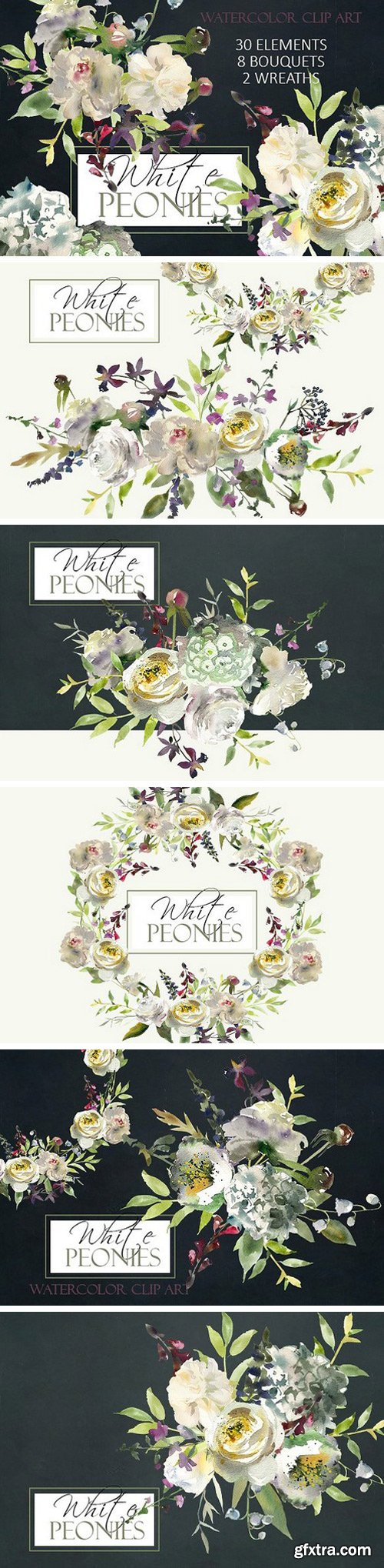 CM - Watercolor White Flowers Clipart 983330