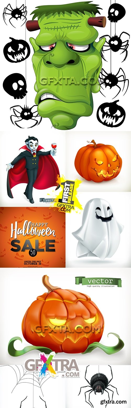 Happy Halloween holiday cartoon illustration collection 6