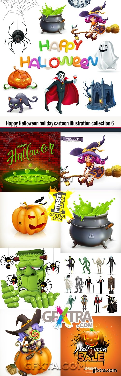 Happy Halloween holiday cartoon illustration collection 6