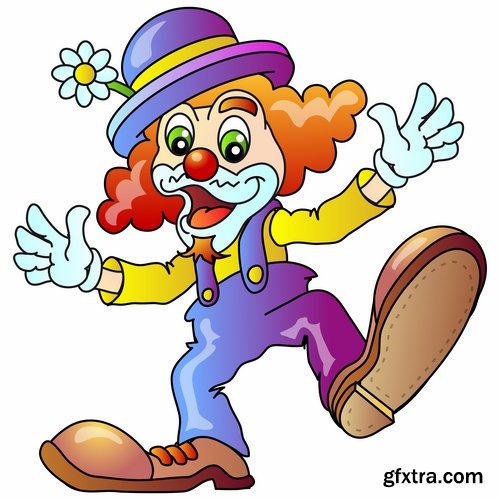 vector illustration image joke clown cap cartoon character 2-25 eps