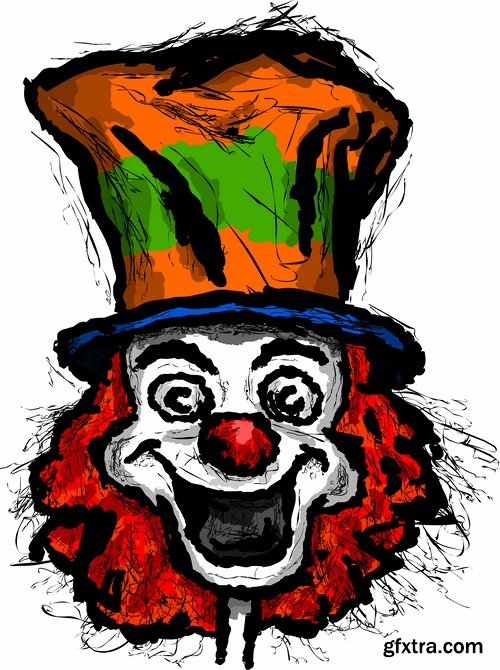 vector illustration image joke clown cap cartoon character 2-25 eps