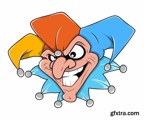 vector illustration image joke clown cap cartoon character 2-25 eps