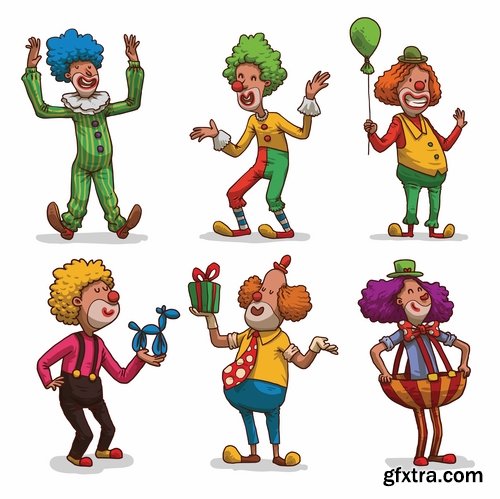 vector illustration image joke clown cap cartoon character 2-25 eps