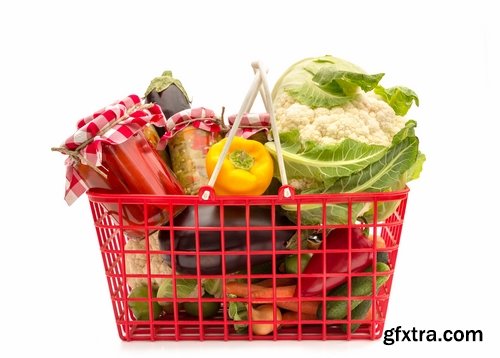 basket with fruits and vegetables supermarket shopping 25 HQ Jpeg