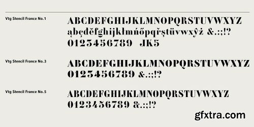 Vtg Stencil France No1 Font Family- 4 Font $99