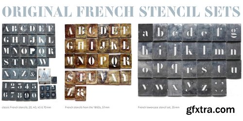 Vtg Stencil France No1 Font Family- 4 Font $99