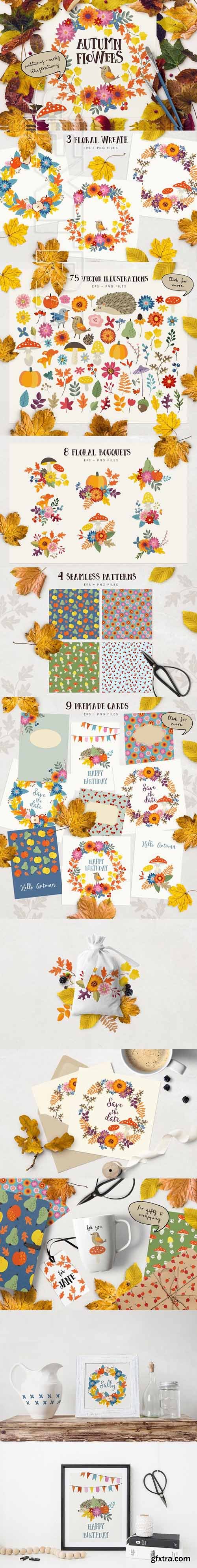 CreativeMarket - Autumn flowers graphic collection 1814878