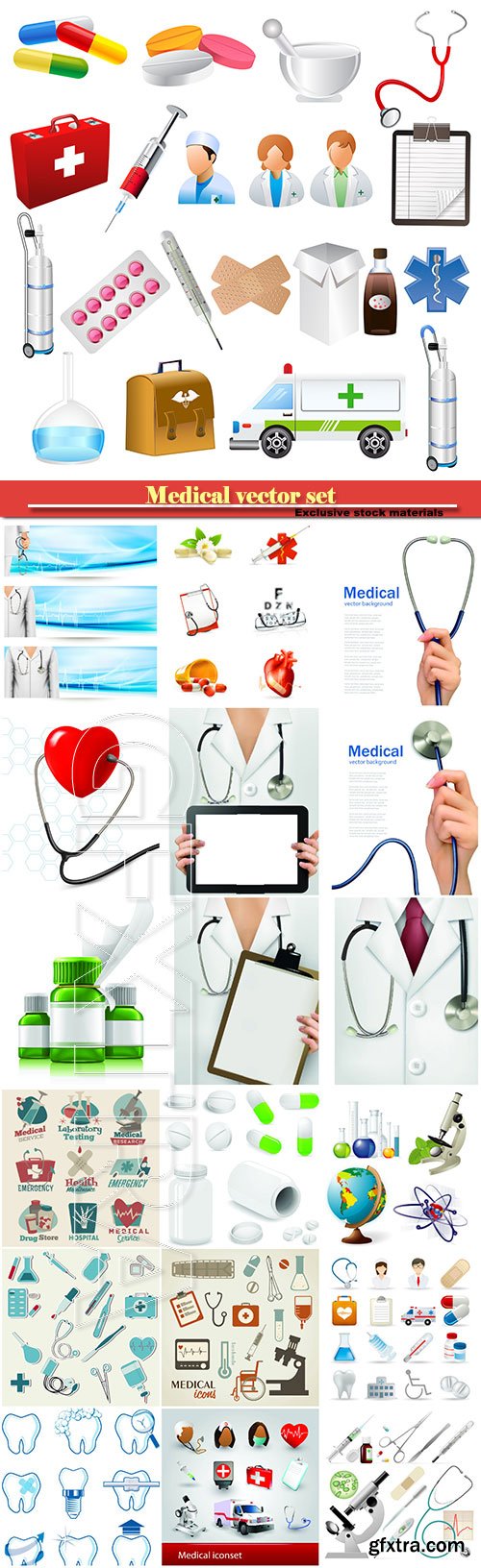 Medical vector set, icons and elements