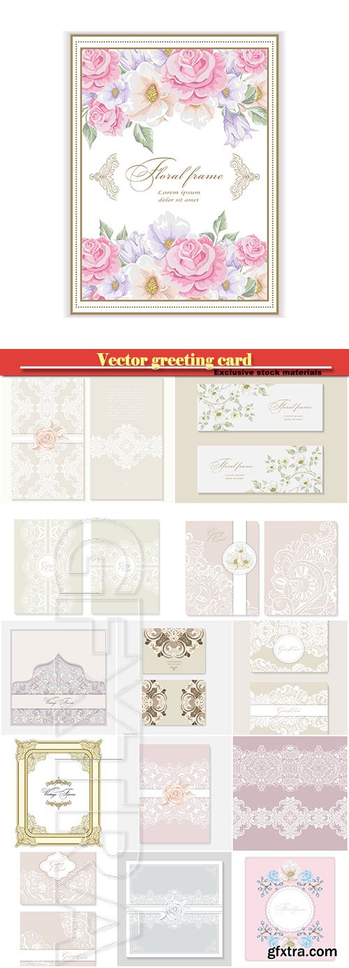 Vector greeting card with flowers for wedding, birthday and other holidays