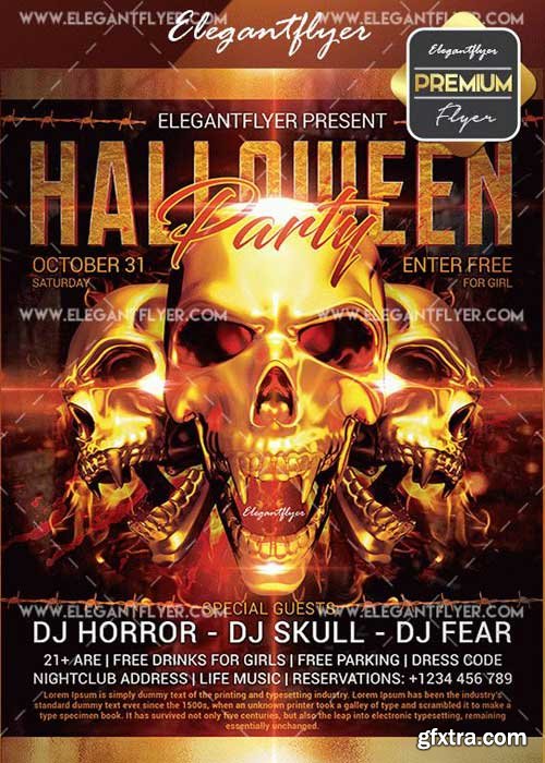 Halloween Party V01 Flyer PSD Template + Facebook Cover