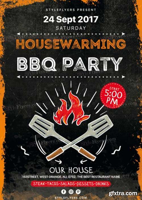 Housewarming BBQ Party V1 PSD Flyer Template