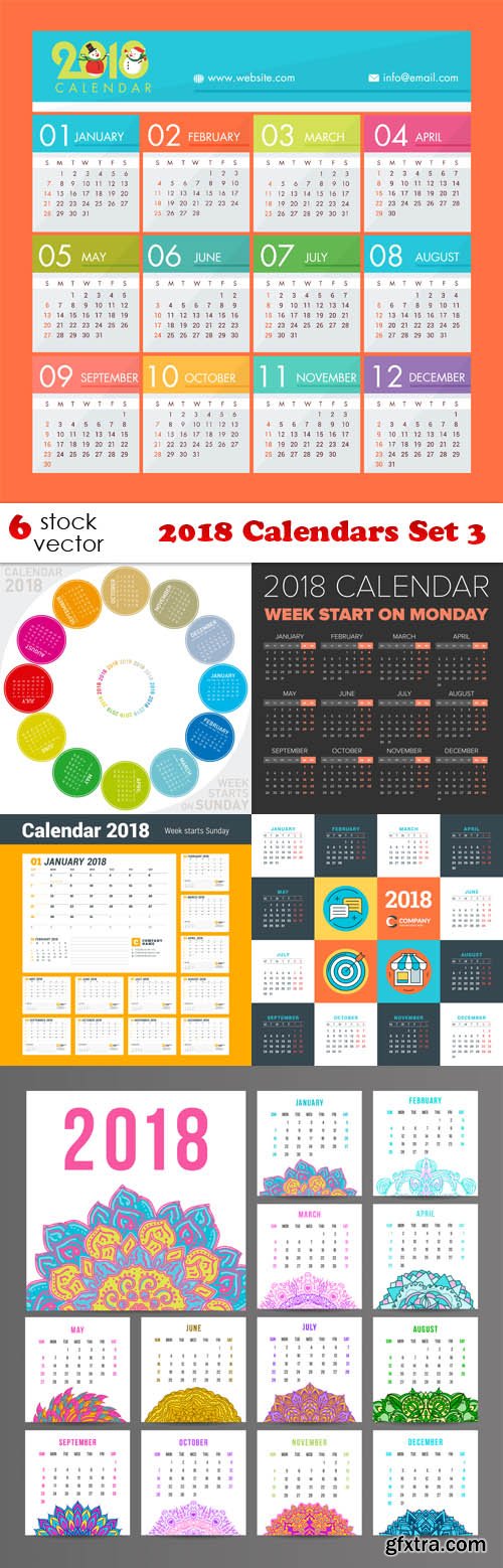 Vectors - 2018 Calendars Set 3