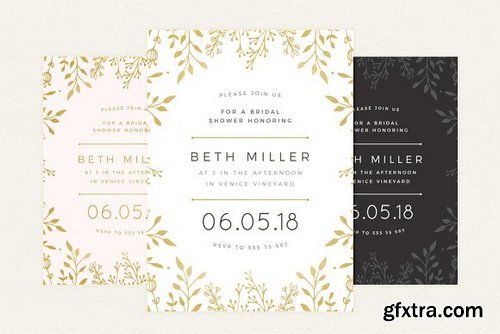 CM - Gold Floral Bridal Shower Invitation 1772523