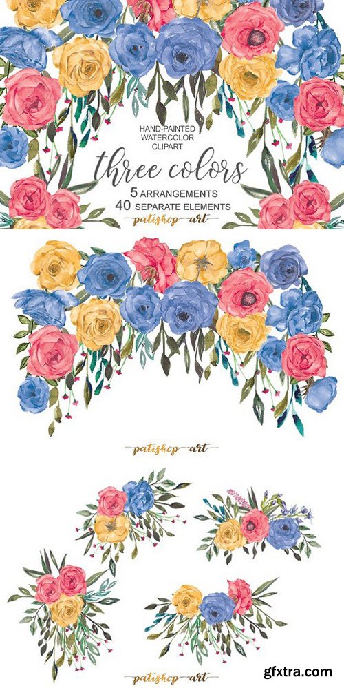 CM - Colorful Roses Floral Clip Art 1773478