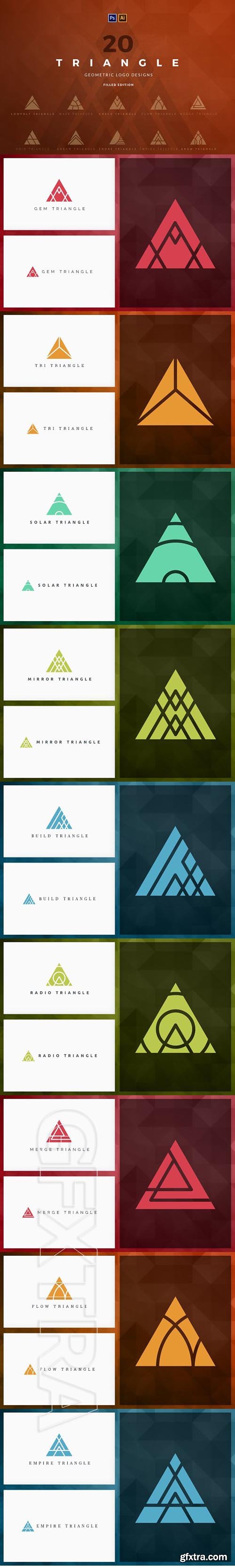 CreativeMarket - 20 Triangle Logos - Filled edition 1813401