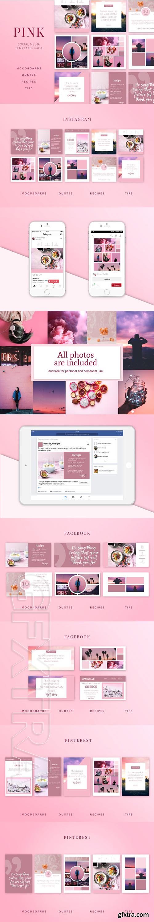 CreativeMarket - PINK Social Media Templates Pack 1806181