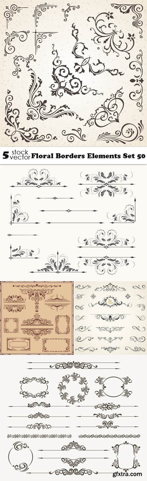 Vectors - Floral Borders Elements Set 50