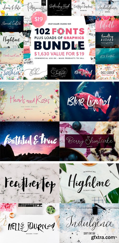 CM - 102 Fonts & Graphics Bundle 1778651