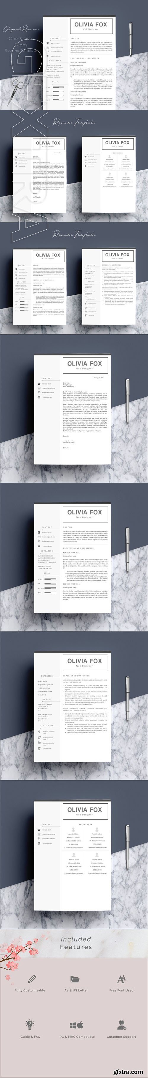 CreativeMarket - Resume Template 4 pages Elegant 1789046