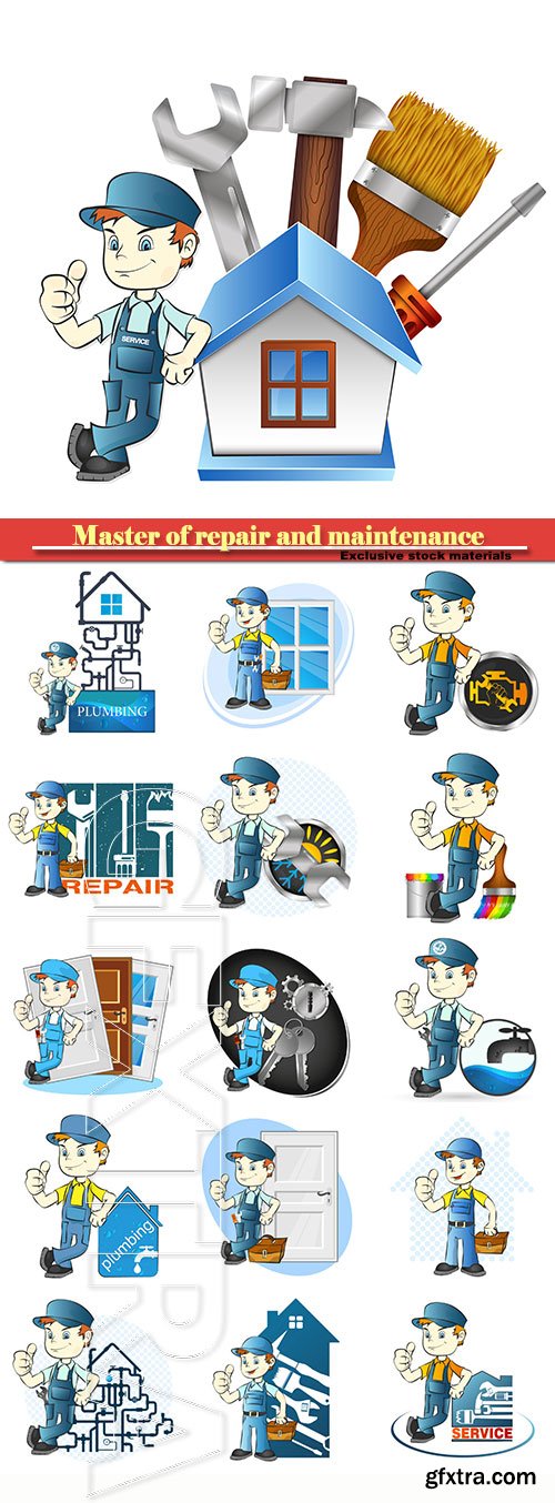 Master of repair and maintenance in vector