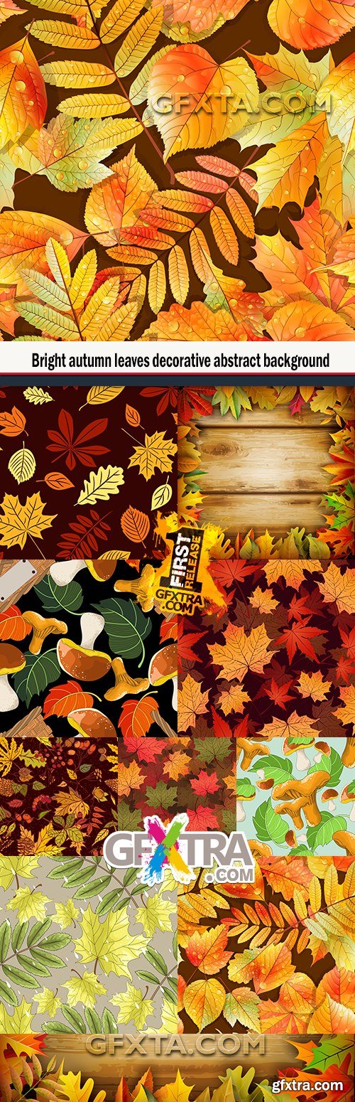 Bright autumn leaves decorative abstract background