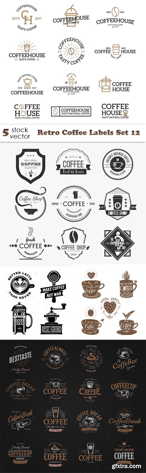 Vectors - Retro Coffee Labels Set 12