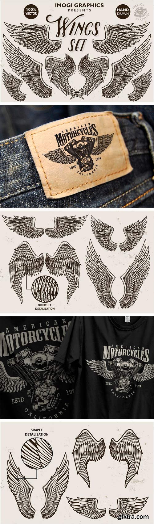 CM - Hand Drawn Vector Wings Set 1779801