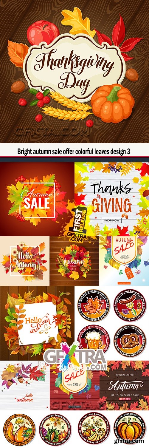 Bright autumn sale offer colorful leaves design 3