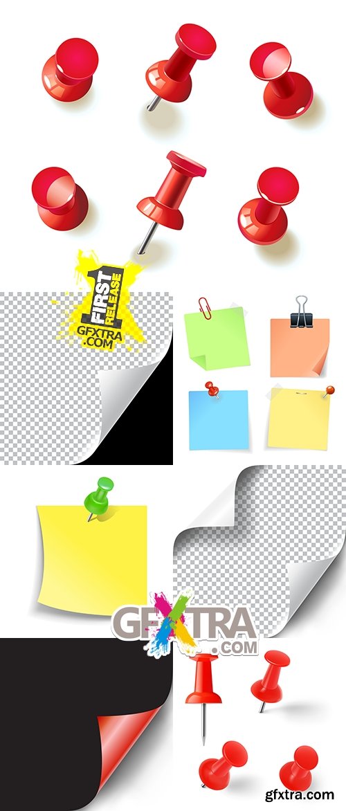 Office button sheet color paper paper clip illustration