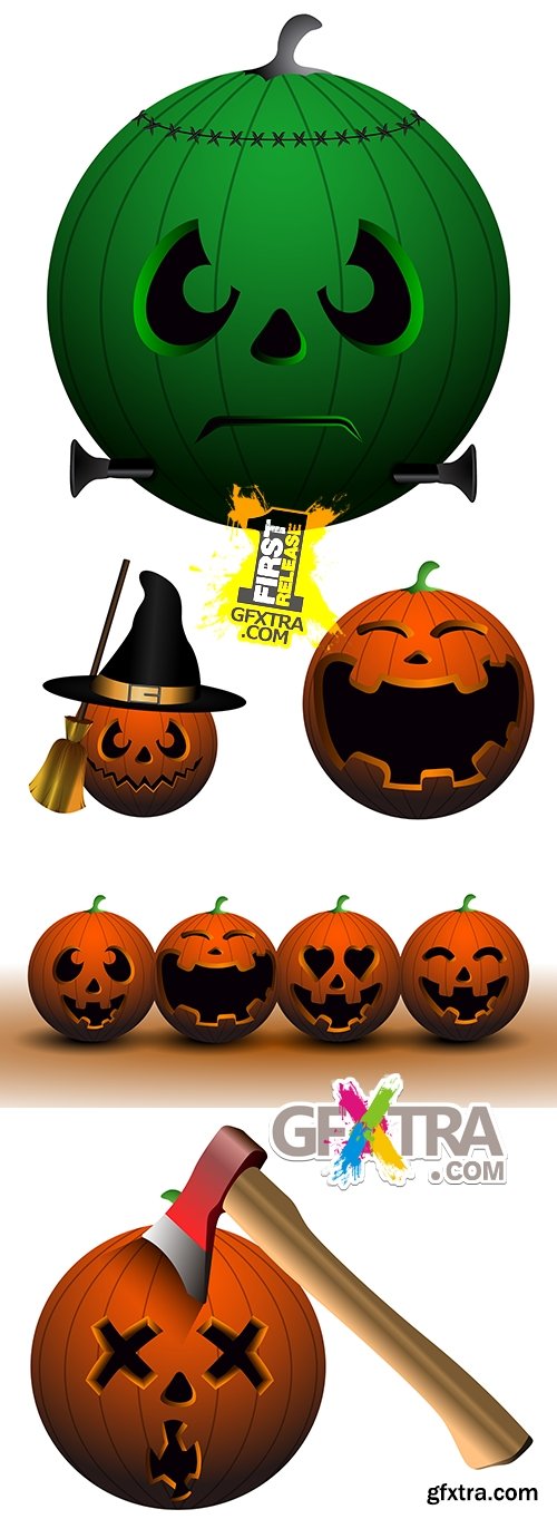 Happy Halloween pumpkin cartoon illustration collection 2