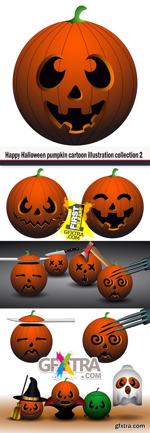 Happy Halloween pumpkin cartoon illustration collection 2