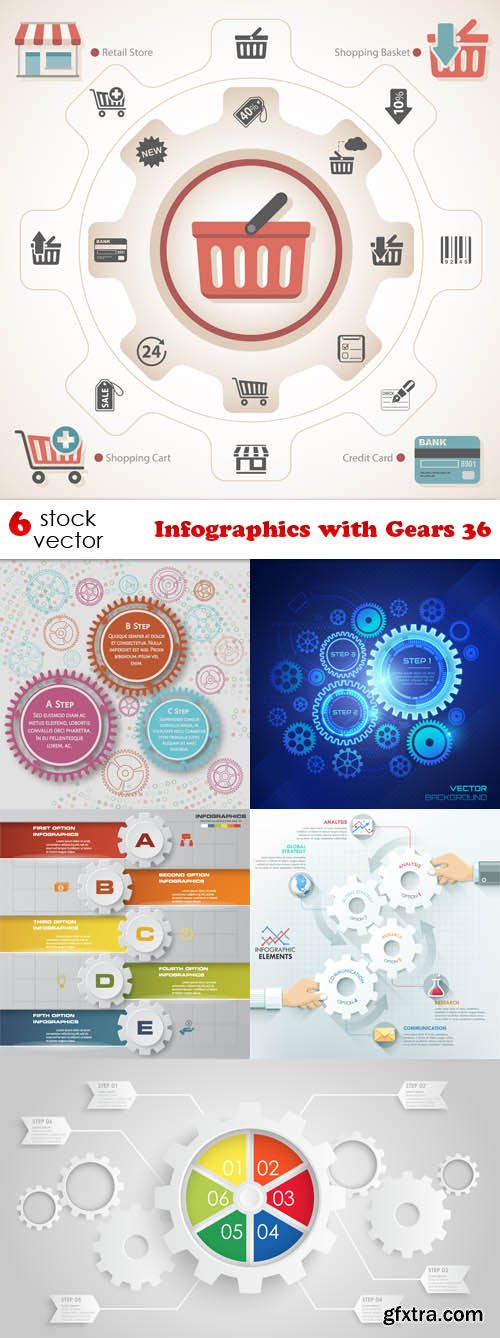 Vectors - Infographics with Gears 36