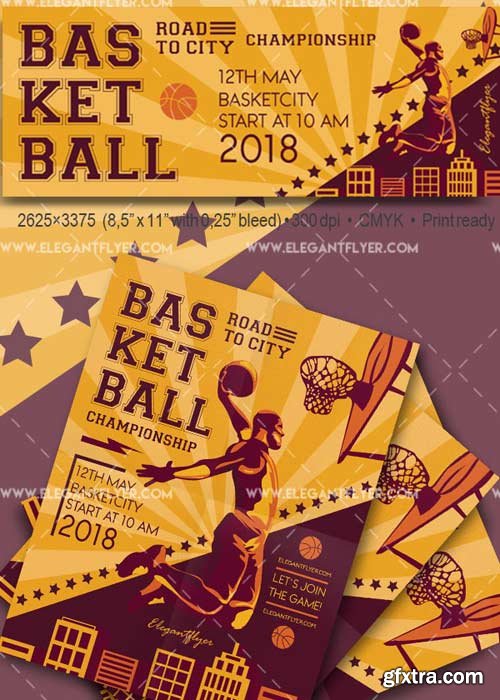 Basketball Flyer V38 PSD Template + Facebook Cover