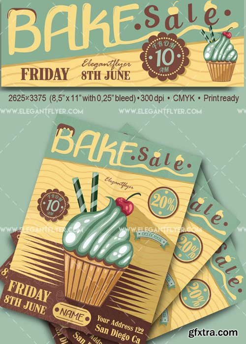 Bake Sale V11 Flyer PSD Template + Facebook Cover