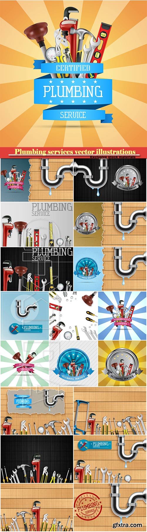 Plumbing services vector illustrations