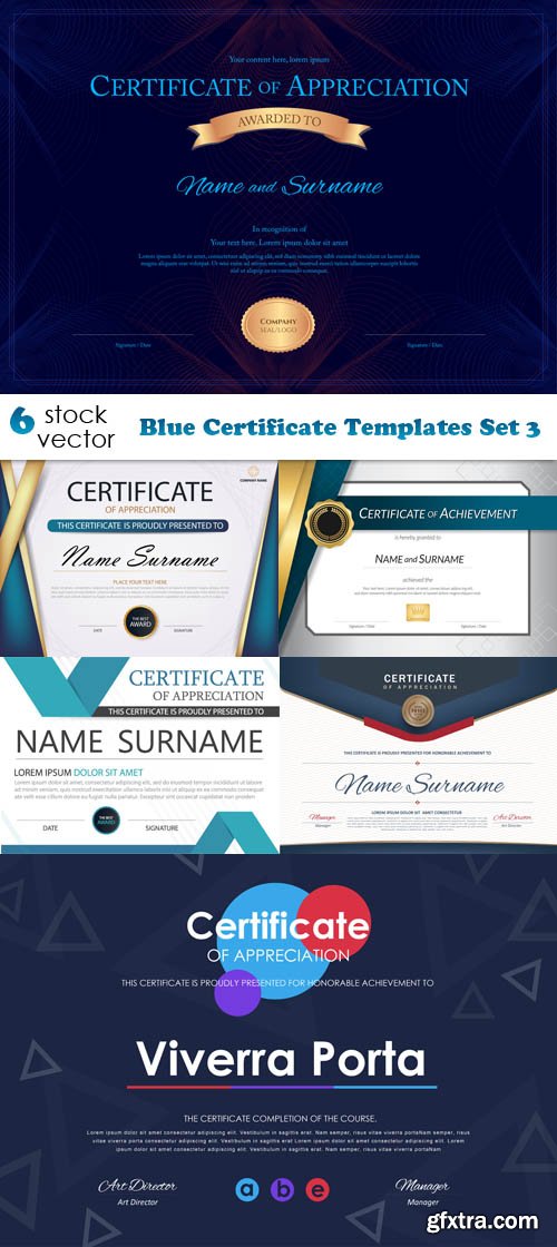 Vectors - Blue Certificate Templates Set 3