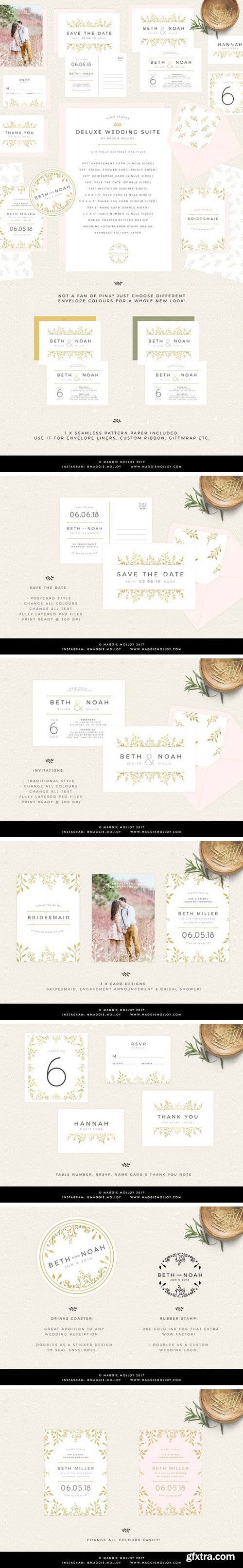 CM - Gold Floral Wedding Invitation Suite 1772386