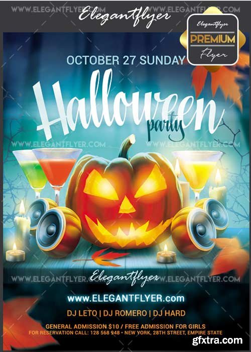 Halloween party 2017 V10 Flyer PSD Template + Facebook Cover