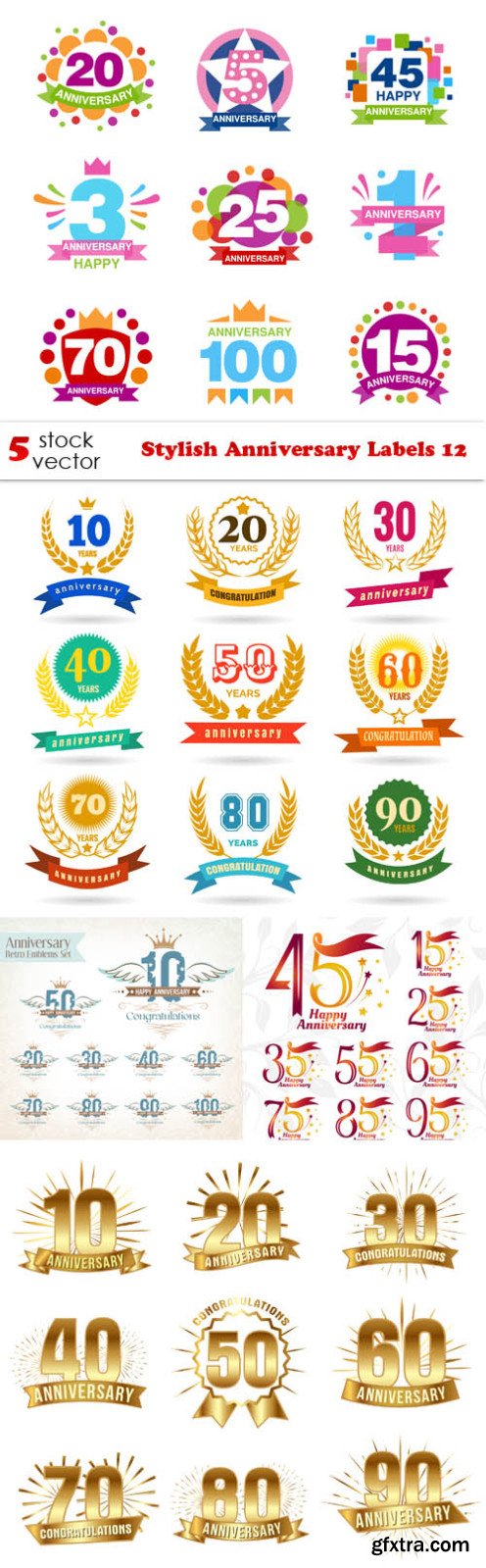 Vectors - Stylish Anniversary Labels 12