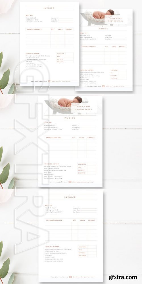 CreativeMarket - Invoice Template for Photographers 1828257