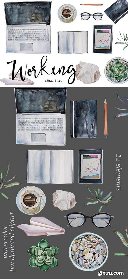 CM - Watercolor Working Clipart Set 1783048