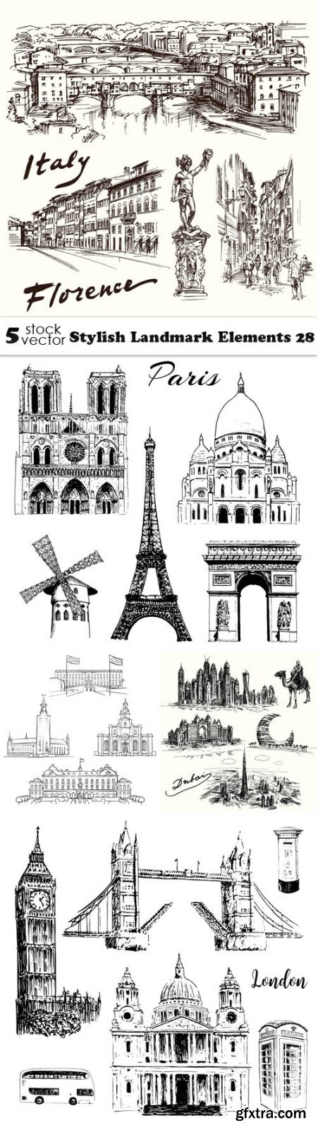 Vectors - Stylish Landmark Elements 28