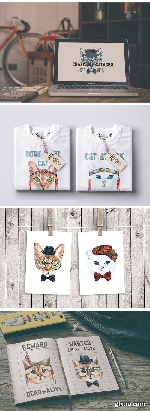 CM - Watercolor Cat Bundle 1778221