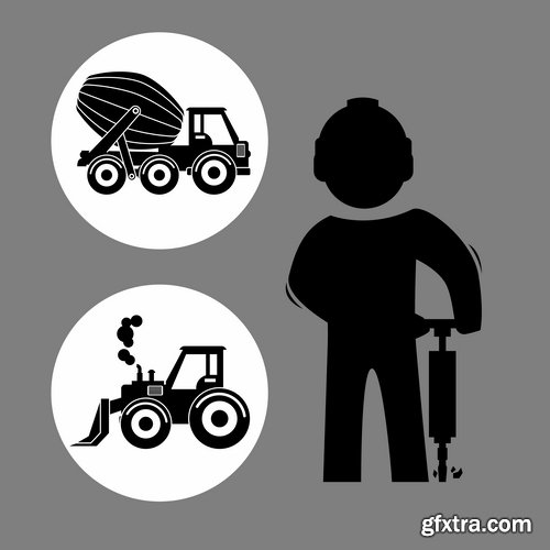 vector picture background is the construction of a builder working construction tools 25 EPS