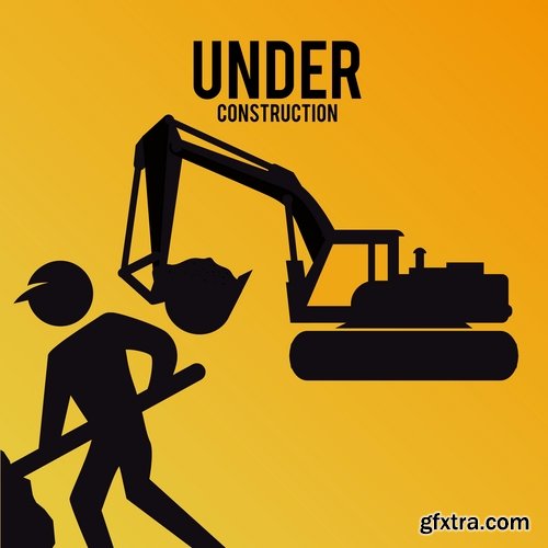 vector picture background is the construction of a builder working construction tools 25 EPS