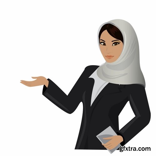 Muslim girl woman veil cartoon vector image 25 EPS