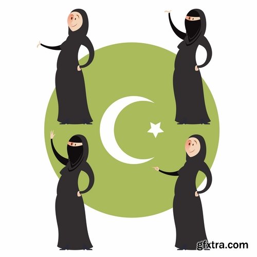 Muslim girl woman veil cartoon vector image 25 EPS